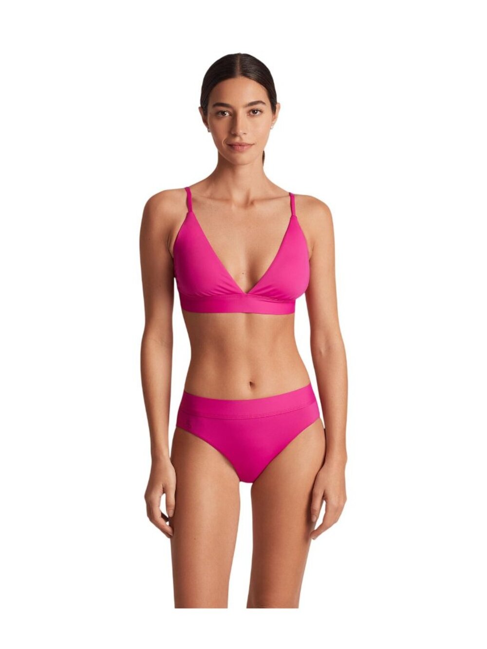 NWT Lauren Ralph Lauren Solids Triangle V-Neck Bikini Top Swim Freesia Pink 10